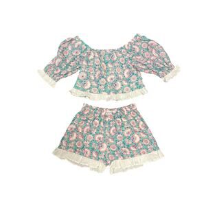 FANCY INDIAN BLOCK PRINT FLORAL OUTFIT SIZE SMALL